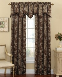 A regal floral jacquard pattern brings classic elegance to any room with the Divinity window panel, featuring rod pocket construction for effortless set-up; lined. (Clearance) A regal floral jacquard pattern brings classic elegance to any room with the Divinity window panel, featuring rod pocket construction for effortless set-up; lined. (Clearance)