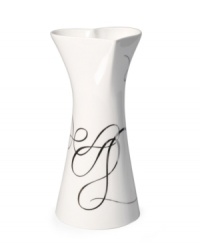Budding romance. A loopy platinum design and heart-shaped opening define this Love Story vase with elegant whimsy. In lustrous white porcelain from Mikasa. Budding romance. A loopy platinum design and heart-shaped opening define this Love Story vase with elegant whimsy. In lustrous white porcelain from Mikasa.