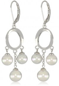 Majorica 7/8mm White 3 Pearls Circle Sterling Silver Drop Earrings Majorica 7/8mm White 3 Pearls Circle Sterling Silver Drop Earrings