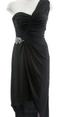 David Meister Black One-Shoulder Jewel Asymmetrical Dress 6 David Meister Black One-Shoulder Jewel Asymmetrical Dress 6
