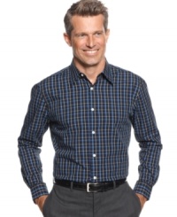 Crisp plaid shirt on this John Ashford shirt is versatile enough to be paired with your best slacks or your favorite pair of jeans. Crisp plaid shirt on this John Ashford shirt is versatile enough to be paired with your best slacks or your favorite pair of jeans.