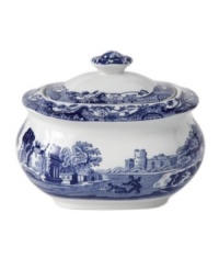 A charming rendering of the Italian countryside. Part of Spode's Blue Italian collection, vivid hues on creamy earthenware radiate old-world charm.