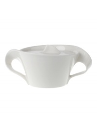 Servingware with an elegant and swirling silhouette. The New Wave sugar bowl is crafted of fine china and makes a refined statement on any table. 8.75 oz capacity. From Villeroy & Boch's dinnerware and dishes collection. Servingware with an elegant and swirling silhouette. The New Wave sugar bowl is crafted of fine china and makes a refined statement on any table. 8.75 oz capacity. From Villeroy & Boch's dinnerware and dishes collection.