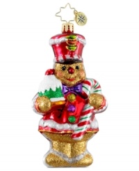 One smart cookie, this special guest arrives with a sugary gum drop and striped candy cane, all in mouth-blown, hand-painted glass from Christopher Radko. A sweet gift! One smart cookie, this special guest arrives with a sugary gum drop and striped candy cane, all in mouth-blown, hand-painted glass from Christopher Radko. A sweet gift!