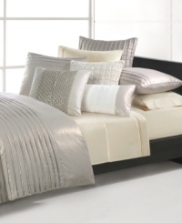 Embellished with an array of pleated stripes, Natori's Soho duvet cover has an undeniably modern sophistication. Featuring soft linen and cotton finished with a dazzling metallic sheen. Also features button closure; reverses to solid cotton sateen. Embellished with an array of pleated stripes, Natori's Soho duvet cover has an undeniably modern sophistication. Featuring soft linen and cotton finished with a dazzling metallic sheen. Also features button closure; reverses to solid cotton sateen.