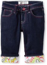 Southpole - Kids Girls 7-16 Denim bermuda short with roll up printed graffiti cuffs and embroidered back pocket, Rinse Indigo, 16 Southpole - Kids Girls 7-16 Denim bermuda short with roll up printed graffiti cuffs and embroidered back pocket, Rinse Indigo, 16