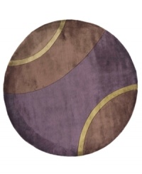 Vivid tones of plum-purple and gold shape the charming style of this alluring New Wave rug. Hand-tufted Chinese wool provides an exceptionally soft feel, while a hand-carved finish adds extra depth and lustrous shine. Inspired by twentieth-century decorative arts, the rug boasts a distinctive modern look with a truly whimsical character. Vivid tones of plum-purple and gold shape the charming style of this alluring New Wave rug. Hand-tufted Chinese wool provides an exceptionally soft feel, while a hand-carved finish adds extra depth and lustrous shine. Inspired by twentieth-century decorative arts, the rug boasts a distinctive modern look with a truly whimsical character.