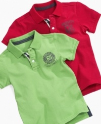 Keeping it basic while keeping it fresh, this solid polo shirt from Greendog is the perfect way for him to stay cool and classy this summer. Keeping it basic while keeping it fresh, this solid polo shirt from Greendog is the perfect way for him to stay cool and classy this summer.