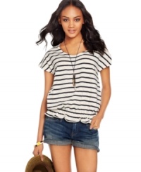 Channel an eclectic look for everyday in this chic top from Lucky Brand Jeans. Striped and lace prints pump up the breezy silhouette! Channel an eclectic look for everyday in this chic top from Lucky Brand Jeans. Striped and lace prints pump up the breezy silhouette!
