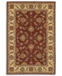 Covered in graceful floral imagery, this area rug will fill your room with color. The Sedona Henna rug is woven from New Zealand worsted wool that has been specially twisted and space-dyed to replicate the look of a hand-woven Peshawar rug. In deep red with a warm beige border, this magnificent piece creates an inviting space for gatherings in your home. Covered in graceful floral imagery, this area rug will fill your room with color. The Sedona Henna rug is woven from New Zealand worsted wool that has been specially twisted and space-dyed to replicate the look of a hand-woven Peshawar rug. In deep red with a warm beige border, this magnificent piece creates an inviting space for gatherings in your home.
