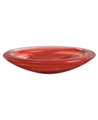 Punctuate modern decor with the eye-catching Atoll dish from Kosta Boda. Layers of red swirl and wrap luxe art glass in dreamy, understated grace. In a soft round shape to emphasize the free-form design. Designed by Anna Ehrner.