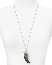 Inject House of Harlow 1960's edgy, bohemian glamor into your accessories portfolio with this 14-karat gold necklace, accented by a tribal-inspired horn pendant. Inject House of Harlow 1960's edgy, bohemian glamor into your accessories portfolio with this 14-karat gold necklace, accented by a tribal-inspired horn pendant.