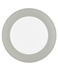 Bring added texture to the table with this refined charger. With a soft gray pearlescent border and the signature details of the Dentelle collection, inspired by Monique's elegant bridal designs. Bring added texture to the table with this refined charger. With a soft gray pearlescent border and the signature details of the Dentelle collection, inspired by Monique's elegant bridal designs.
