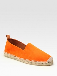 Brilliant suede slip on espadrille with ankle pull tab, destined to be an instant summer favorite.Suede upperLeather liningRubber soleImported Brilliant suede slip on espadrille with ankle pull tab, destined to be an instant summer favorite.Suede upperLeather liningRubber soleImported