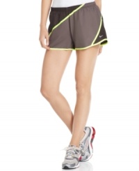 Nike's running shorts pack in all the features you need--a zipped pocket, built-in lining and drawstring waist--with a splash of style thanks to the bright trim and colorblocked motif. (Clearance) Nike's running shorts pack in all the features you need--a zipped pocket, built-in lining and drawstring waist--with a splash of style thanks to the bright trim and colorblocked motif. (Clearance)