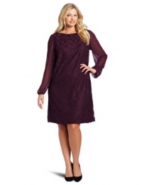 Jessica Howard Women's Plus Size Sheer Balloon Sleeve Shift Dress Jessica Howard Women's Plus Size Sheer Balloon Sleeve Shift Dress