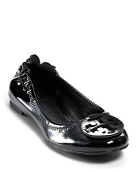 Patent leather upper, rubber sole. Black patent leather signature Tory Burch medallion. Elasticized back. Patent leather upper, rubber sole. Black patent leather signature Tory Burch medallion. Elasticized back.