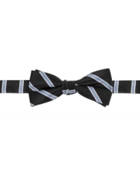 Let him dress to impress: A natty silk bow tie from Nautica, pre-tied in the perfect butterfly bow. Let him dress to impress: A natty silk bow tie from Nautica, pre-tied in the perfect butterfly bow.