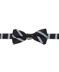 Let him dress to impress: A natty silk bow tie from Nautica, pre-tied in the perfect butterfly bow.