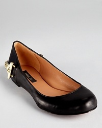 These Rachel Zoe flats boast shining hardware at the heel. Pair them with a wrist full of chain bracelets for a luxe look. These Rachel Zoe flats boast shining hardware at the heel. Pair them with a wrist full of chain bracelets for a luxe look.