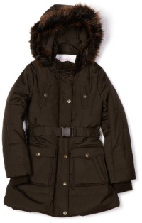 Jessica Simpson Coats Girls 7-16 Long Quilted Belted Jacket, Olive, Medium Jessica Simpson Coats Girls 7-16 Long Quilted Belted Jacket, Olive, Medium