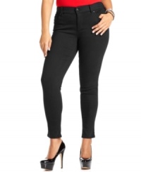Score a sexy and slimming look with Baby Phat's plus size skinny jeans, featuring a control panel for a flattering fit-- they're must-haves! Score a sexy and slimming look with Baby Phat's plus size skinny jeans, featuring a control panel for a flattering fit-- they're must-haves!