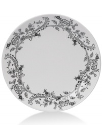 Oleg Cassini weaves a table of playful sophistication with the Ava dinner plate, featuring lacy flowers and dots in timeless black and white. Oleg Cassini weaves a table of playful sophistication with the Ava dinner plate, featuring lacy flowers and dots in timeless black and white.