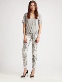 Distressed snakeskin-print on sleek stretch denim, styled with an ankle-baring crop.THE FITSlim fitRise, about 8Inseam, about 29THE DETAILSZip flyFive-pocket style70% lyocell/28% cotton/2% elastaneHand washMade in USAModel shown is 5'10 (177cm) wearing US size 4. Distressed snakeskin-print on sleek stretch denim, styled with an ankle-baring crop.THE FITSlim fitRise, about 8Inseam, about 29THE DETAILSZip flyFive-pocket style70% lyocell/28% cotton/2% elastaneHand washMade in USAModel shown is 5'10 (177cm) wearing US size 4.