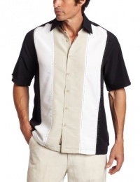 Cubavera Men's Short Sleeve Tri Color Panel with Pickstitch Shirt Cubavera Men's Short Sleeve Tri Color Panel with Pickstitch Shirt