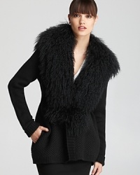 Go dressed-down chic or all-out glam in this versatile Vince cardigan, boasting a removable fur collar. Go dressed-down chic or all-out glam in this versatile Vince cardigan, boasting a removable fur collar.