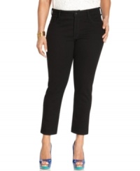 Sleek up your style with Not Your Daughter's Jeans' straight leg plus size jeans, finished by a black wash. (Clearance) Sleek up your style with Not Your Daughter's Jeans' straight leg plus size jeans, finished by a black wash. (Clearance)