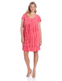 London Times Women's Plus-Size Short Sleeve Tiered Shift Dress London Times Women's Plus-Size Short Sleeve Tiered Shift Dress