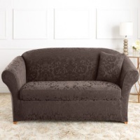 Sure Fit Stretch Jacquard Damask Sofa Cover Size-Color - Sofa - Espresso Sure Fit Stretch Jacquard Damask Sofa Cover Size-Color - Sofa - Espresso