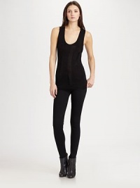 This knit silk style features a finely ribbed underlay and eye-catching slashed front details.ScoopneckSleevelessFront slash detailsRacerbackSilkDry cleanImportedModel shown is 5'11 (180cm) wearing US size Small. This knit silk style features a finely ribbed underlay and eye-catching slashed front details.ScoopneckSleevelessFront slash detailsRacerbackSilkDry cleanImportedModel shown is 5'11 (180cm) wearing US size Small.