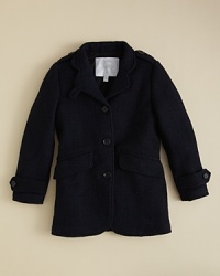 Burberry's tweed coat transcends trend and conjures an age of classic style to guide your little one toward a timeless wardrobe. Burberry's tweed coat transcends trend and conjures an age of classic style to guide your little one toward a timeless wardrobe.