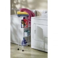 Household Essentials Slim Line 3-Tier Metal Storage Cart, White Household Essentials Slim Line 3-Tier Metal Storage Cart, White