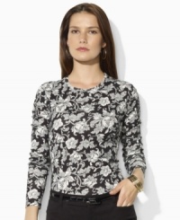 Lauren by Ralph Lauren's classic long-sleeved tee is cut from comfortable ribbed cotton. Lauren by Ralph Lauren's classic long-sleeved tee is cut from comfortable ribbed cotton.