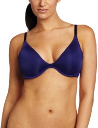 OnGossamer Women's Sleek and Lace Scoop Neck Push-Up Bra, Deep Cobalt, 34D