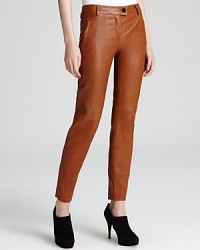 Supple Escada leather pants in a warm cognac hue update your fall wardrobe with uptown sophistication. Wear them with pumps and a blazer to dinner or booties and a tank out dancing. Supple Escada leather pants in a warm cognac hue update your fall wardrobe with uptown sophistication. Wear them with pumps and a blazer to dinner or booties and a tank out dancing.