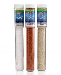 Wake up your meals with these gourmet salts. Solar-evaporated, purified crystals from the northern California Pacific, these salts contain no additives and deliver a clean flavor that will enhance the notes of home cooking. Wake up your meals with these gourmet salts. Solar-evaporated, purified crystals from the northern California Pacific, these salts contain no additives and deliver a clean flavor that will enhance the notes of home cooking.