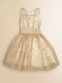 A stunning silhouette featuring allover swirling sequins, metallic details and gleaming goldtone hardware.ScoopneckSleeveless3 elasticized waistbandFull skirt with crinoline under layerExposed back zipperFully linedPolyesterDry cleanMade in USA of imported fabric A stunning silhouette featuring allover swirling sequins, metallic details and gleaming goldtone hardware.ScoopneckSleeveless3 elasticized waistbandFull skirt with crinoline under layerExposed back zipperFully linedPolyesterDry cleanMade in USA of imported fabric