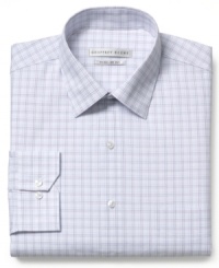 On the square: Geoffrey Beene does the perfect wear-to-work dress shirt-note the slightly spread collar to show off your tie knot-updated in a cheerful, checked cotton blend. On the square: Geoffrey Beene does the perfect wear-to-work dress shirt-note the slightly spread collar to show off your tie knot-updated in a cheerful, checked cotton blend.