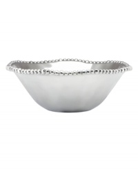 Pretty and polished, this Organics Bead bowl from Lenox's collection of serveware and serving dishes combines a natural shape in bright aluminum with a delicately beaded edge.