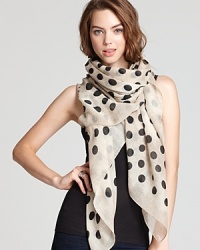 Get spotted in style with MARC BY MARC JACOBS' plush wool scarf, adorned with organic-shaped dots. Get spotted in style with MARC BY MARC JACOBS' plush wool scarf, adorned with organic-shaped dots.