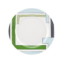 A celebration in every plate, kate spade new york's Block Party collection features a Mondrian-inspired design in blues, greens and charcoal. A celebration in every plate, kate spade new york's Block Party collection features a Mondrian-inspired design in blues, greens and charcoal.