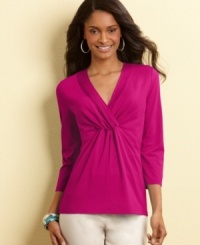 Irresistible style at an amazing everyday price: Charter Club's stretch cotton top with a flattering crossover neckline. Irresistible style at an amazing everyday price: Charter Club's stretch cotton top with a flattering crossover neckline.