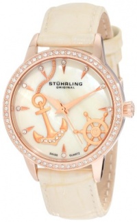 Stuhrling Original Women's 520.1145S94 Vogue Audrey Verona Del Mar Swiss Quartz Mother-Of-Pearl Swarovski Crystal Beige Watch