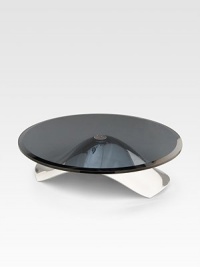 As eye-catching as the cakes and tarts it's designed to support, this server creates its own spotlight on any table with a glass platform and a curved, lustrous alloy base. Handcrafted 4H X 14 diam. Hand wash Imported As eye-catching as the cakes and tarts it's designed to support, this server creates its own spotlight on any table with a glass platform and a curved, lustrous alloy base. Handcrafted 4H X 14 diam. Hand wash Imported