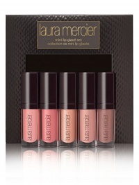Laura Mercier's Mini Lip Glacé Collection features 5 colour-coordinated Lip Glacés available in 2 separate collections: Soft Nudes and Rich Berries. Tailored to shade preference, the Soft Nudes Collection includes shades of pale pink, shimmering peach and dusty mauve for a subtle, more demure look, while the Rich Berries Collection offers bolder, brighter hues in deeper rose, red and plum shades. Laura Mercier's Mini Lip Glacé Collection features 5 colour-coordinated Lip Glacés available in 2 separate collections: Soft Nudes and Rich Berries. Tailored to shade preference, the Soft Nudes Collection includes shades of pale pink, shimmering peach and dusty mauve for a subtle, more demure look, while the Rich Berries Collection offers bolder, brighter hues in deeper rose, red and plum shades.