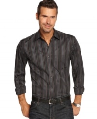 Stripes streamline your appearance for sleek style in this textured shirt from Tasso Elba. Stripes streamline your appearance for sleek style in this textured shirt from Tasso Elba.